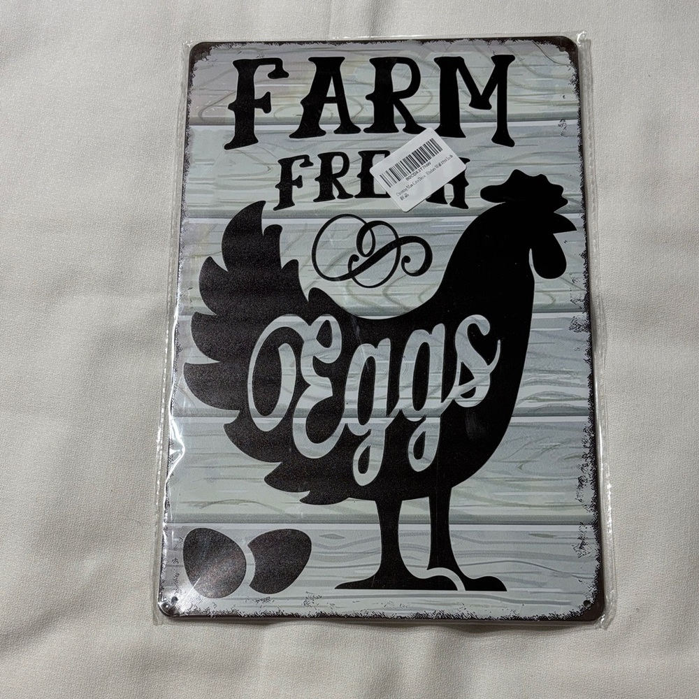 Farm Fresh Eggs Metal Sign 12" x 8"